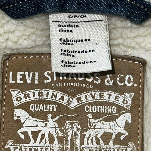 Levis Womens Sherpa Trucker Jacket Denim Blue Size S - Picture 6 of 12